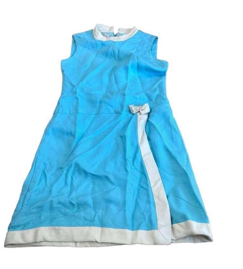Adele Martin Original Vintage 60s Mod Dress Size 10 Blue White